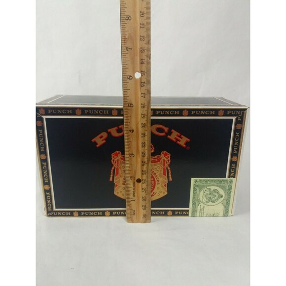 Punch Cigar Box Craft Storage Empty Room Decor Black Gold Red Wooden Display - Picture 6 of 9